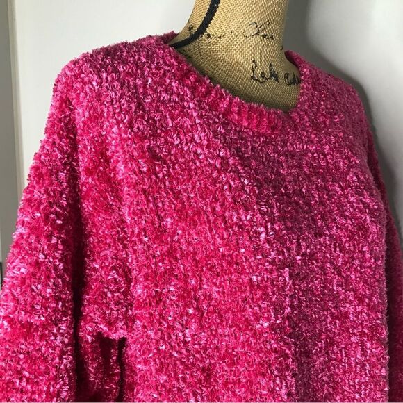 Vintage Chenille Sweater Womens Size 1X Pink Pullover Soft Polyester Knit 90s - Picture 3 of 5